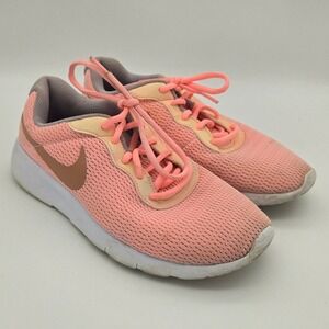 Nike‎ Tanjun 7 youth Pink Peach Metallic Bronze Running Shoes 818384-607